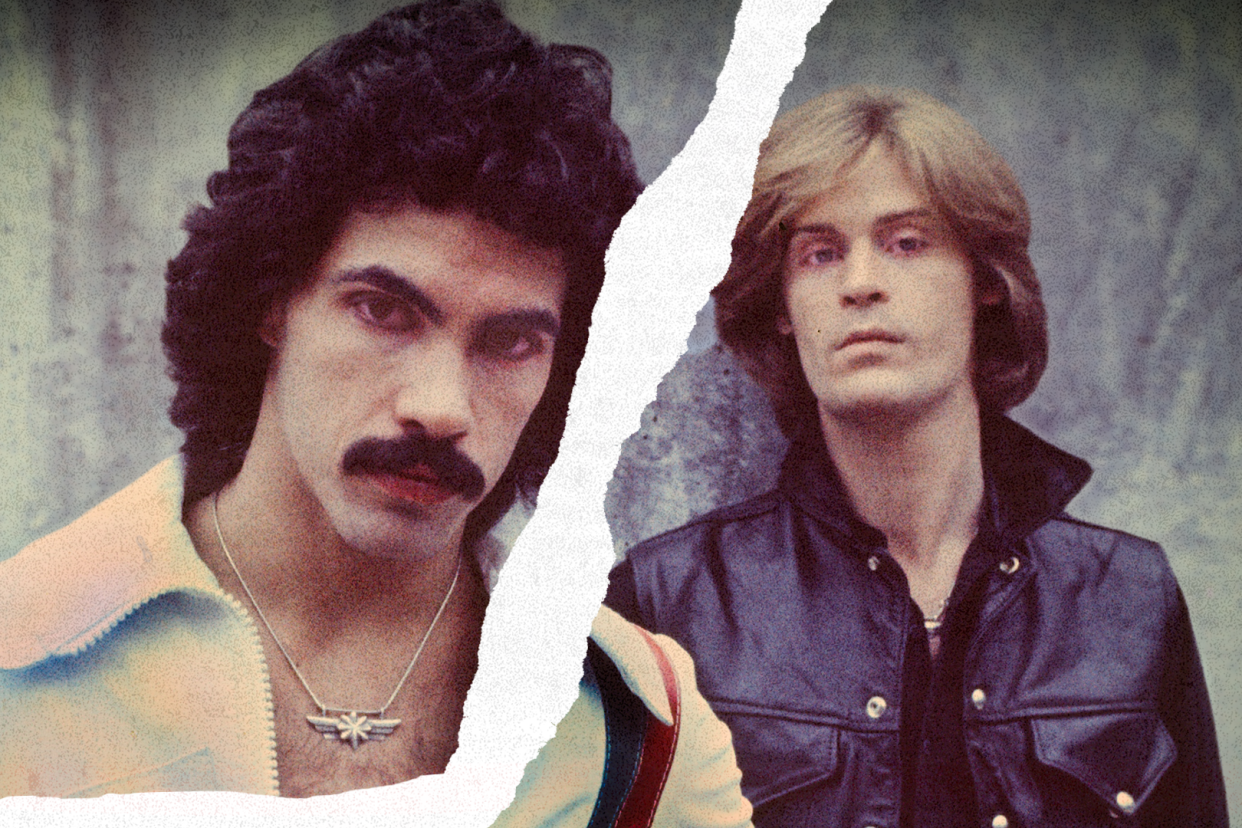 John Oates and Daryl Hall in 1976 on the set of their video shoot for 