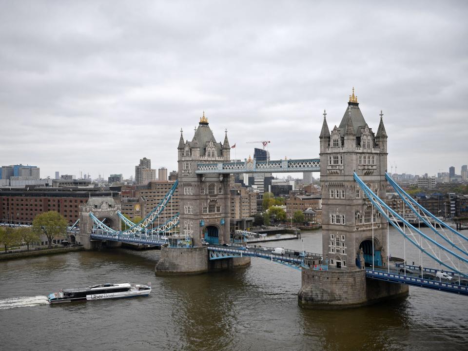 Traveling down the Thames on an Uber Boat