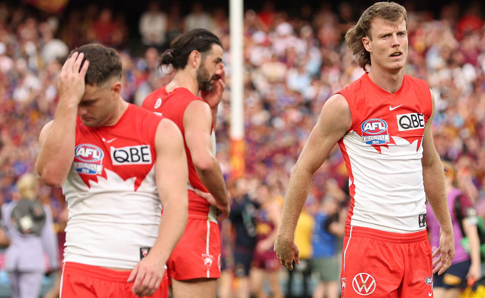 Swans players, pictured here after their loss to Brisbane.