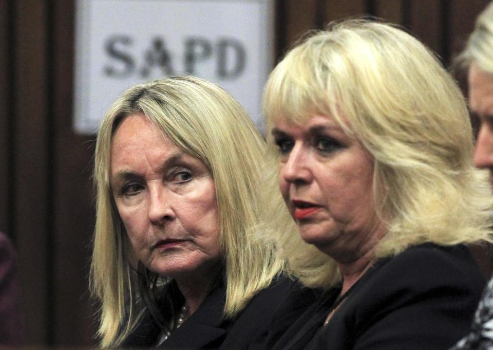 June Steenkamp sits in court ahead of the trial of Olympic and Paralympic track star Pistorius in Pretoria