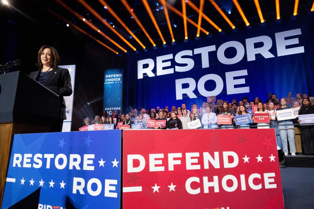 Kamala Harris speaks at a rally to restore Roe v. Wade and nationwide abortion rights