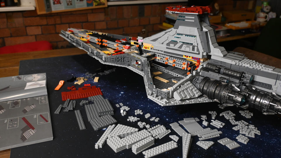 The Lego UCS Venator set, partially constructed