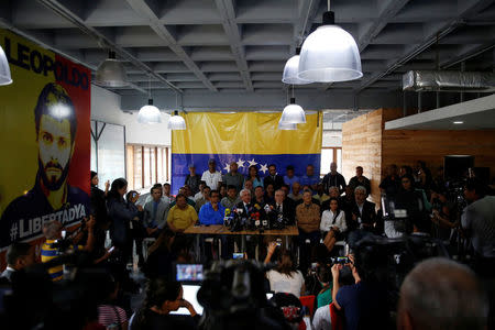 Omar Barboza, president of the National Assembly and member of Frente Amplio Venezuela Libre, speaks to the media a day after the national election in Caracas, Venezuela May 21, 2018. REUTERS/Carlos Jasso