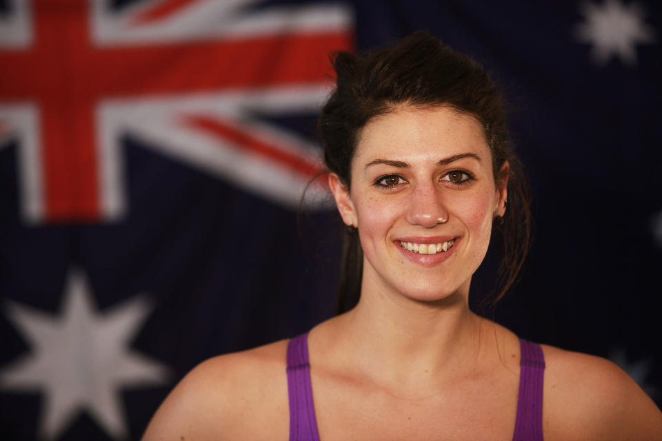 Stephanie Rice poses during an Australian Swim team portrait session at Brisbane Aquatic Centre on July 18, 2010 in Brisbane, Australia. (Photo by Jonathan Wood/Getty Images)