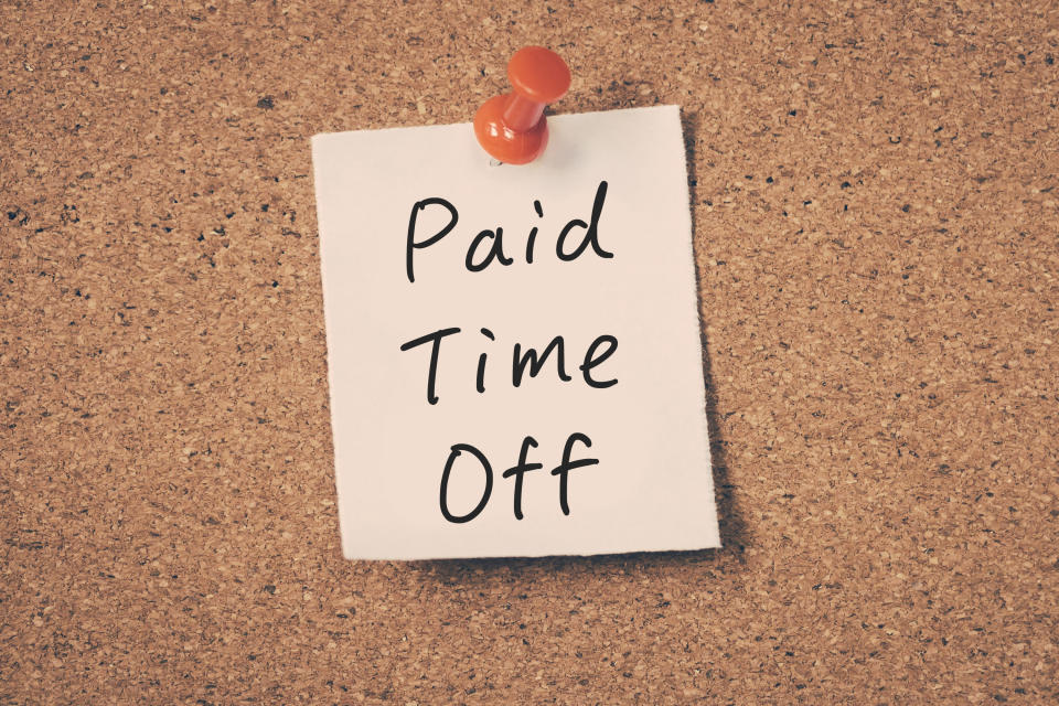 A pinned paper reading "Paid Time Off"