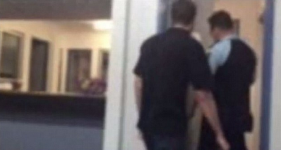 The clip shows police arresting the man. Picture: Coffs Coast Paedo Hunter