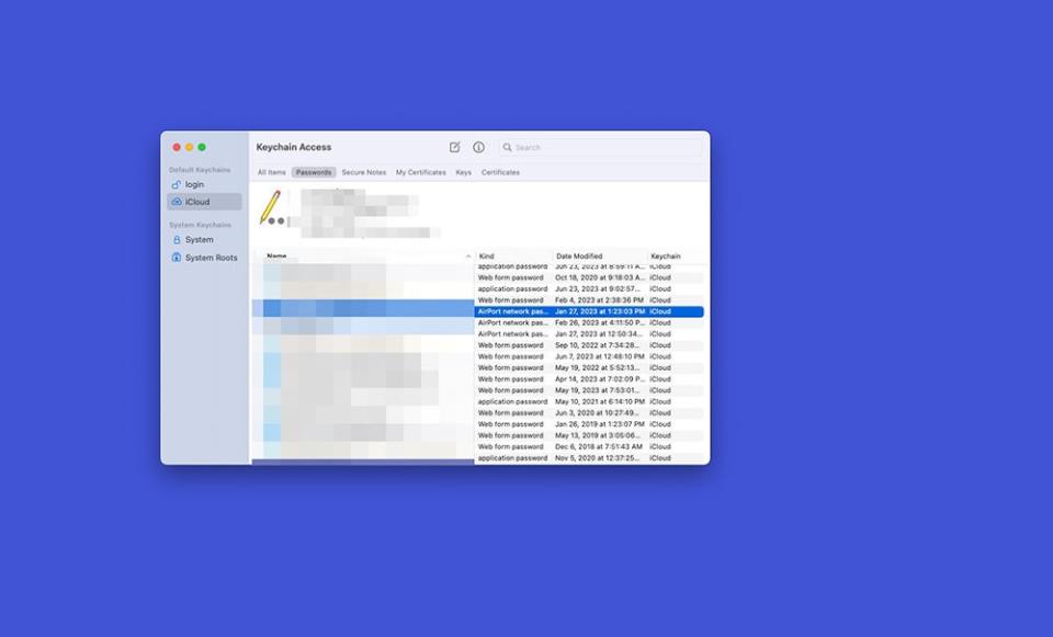 A Mac's WiFi settings showing where you can find a WiFi password from a previously connected network.