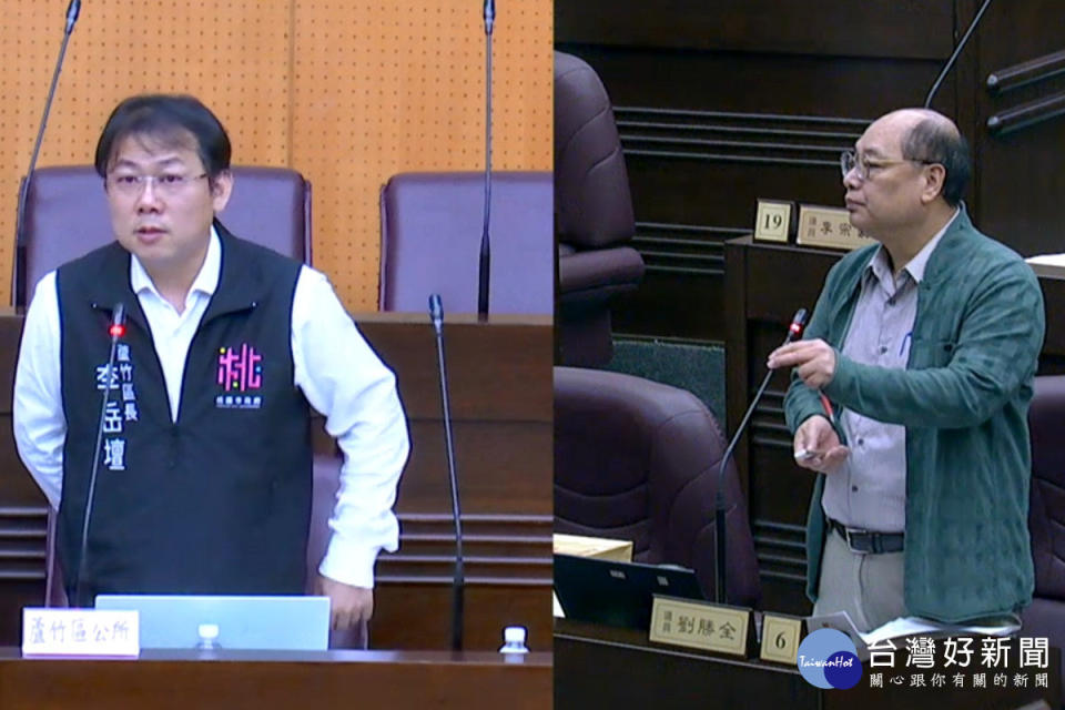 針對蘆竹地方建設，桃園市議員劉勝全質詢蘆竹區長李岳壇。