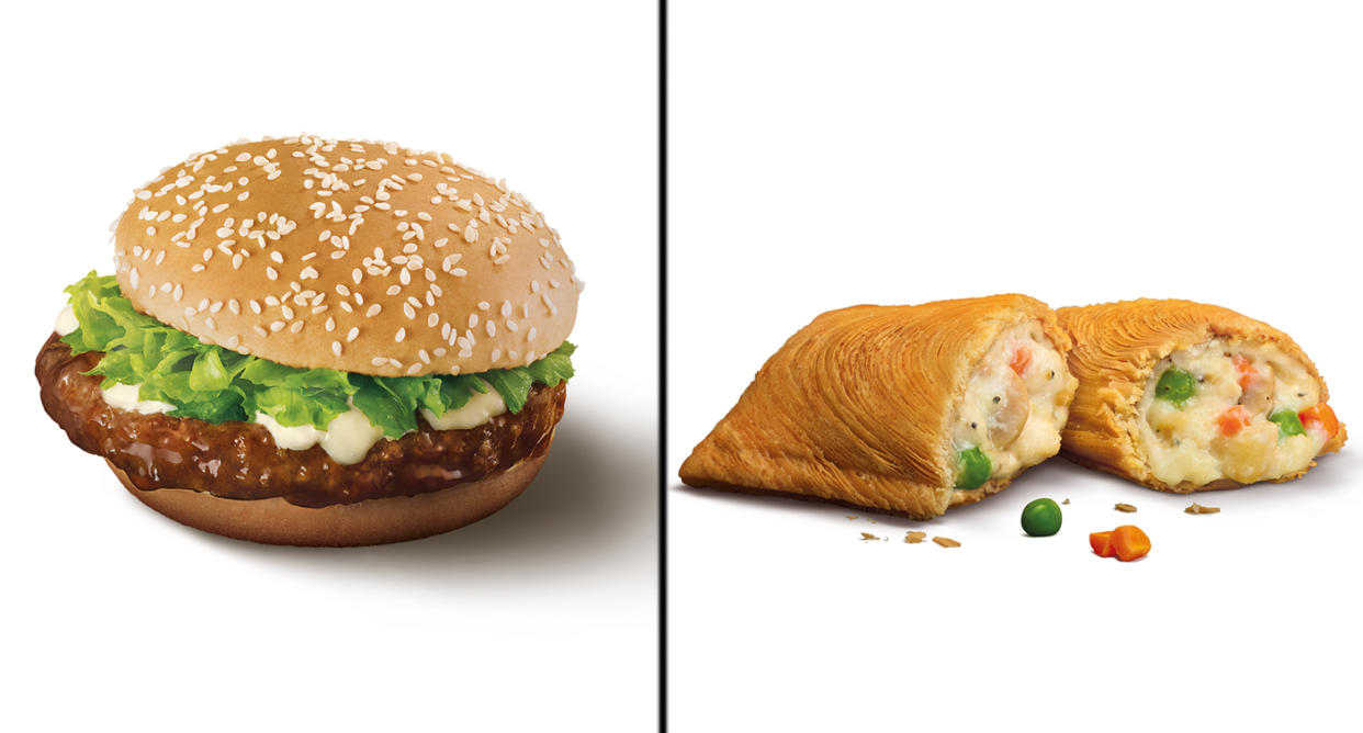 McDonald’s Singapore’s limited period chicken Samurai Burger and Creamy Herb Chicken Pie. (PHOTO: McDonald’s Singapore)