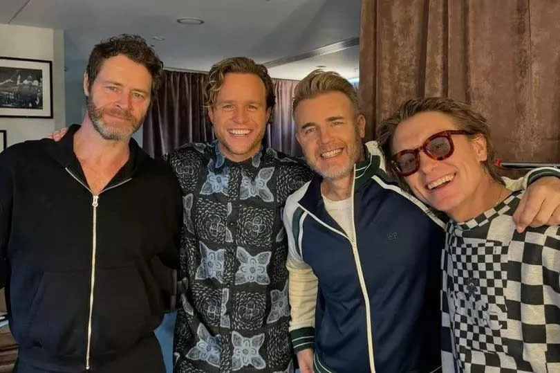 Olly Murs shares a snap with Take That.