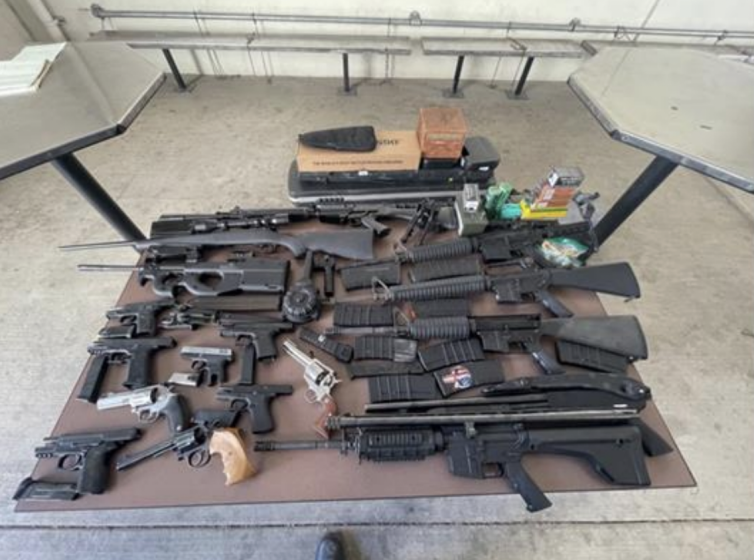 San Bernardino police officers confiscated 17 firearms during a traffic stop.