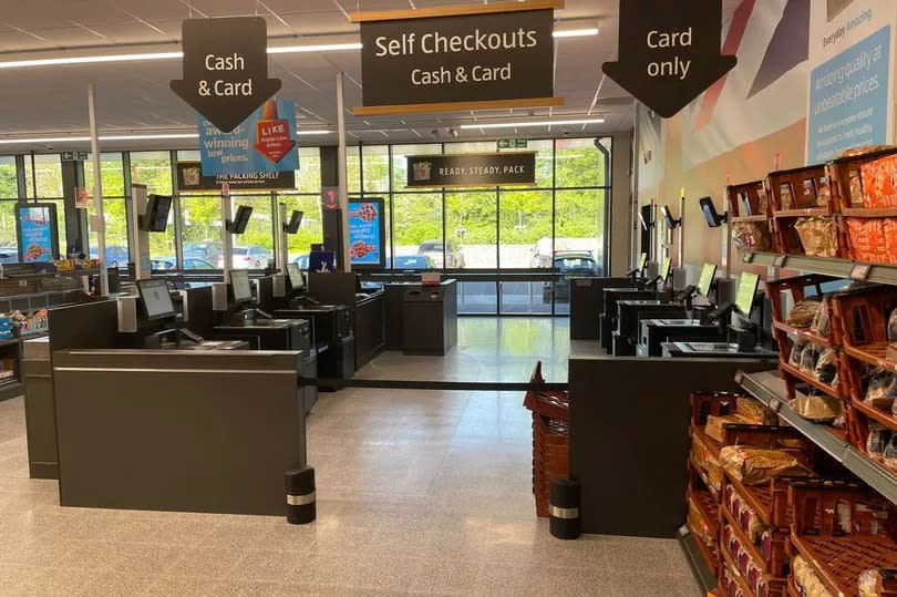 The new Aldi self-service area at the Grovefield Way store in Cheltenham