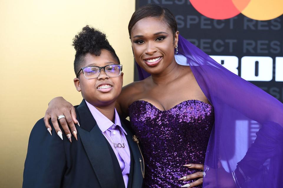 Jennifer Hudson, left, and David Daniel Otunga Jr arrives at the Los Angeles premiere of &quot;Respect&quot;