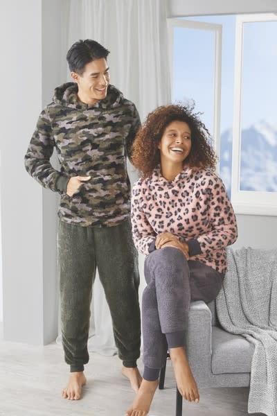 Adult's Ski Fleece Twosies, including a hooded pull over and matching pants, $19.99. Photo: Aldi (supplied).  