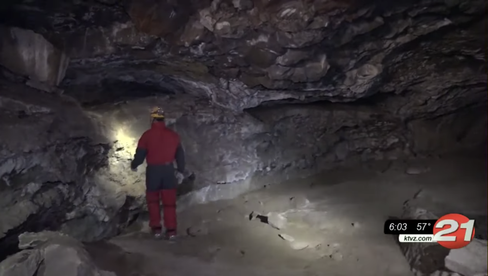 An expansive lava tube was found underneath a couple's home in Oregon. Source: KTVZ