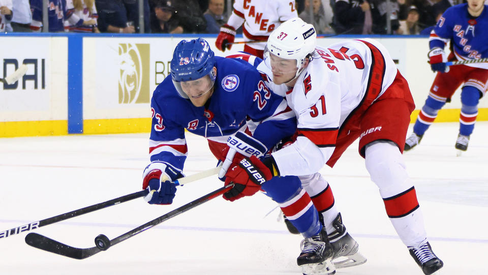 The Hurricanes and Rangers should deliver a tight matchup in the second round of the NHL playoffs. (Photo by Bruce Bennett/Getty Images)