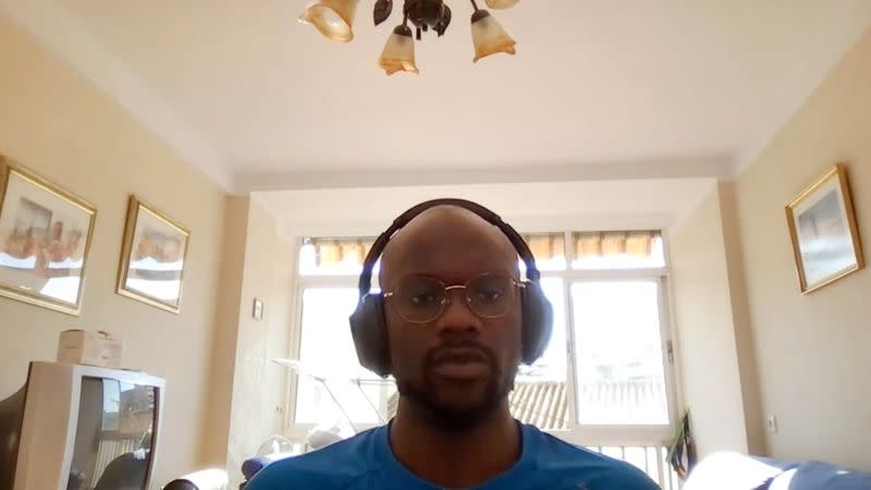 A screengrab dated June 2, 2021 shows a user during a Google Meet video call appearing brighter because of an upcoming light adjustments feature that uses artificial intelligence