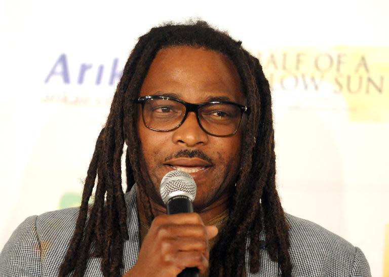 Director Biyi Bandele speaks during the premiere of "Half of a Yellow Sun" in Lagos on April 11, 2014