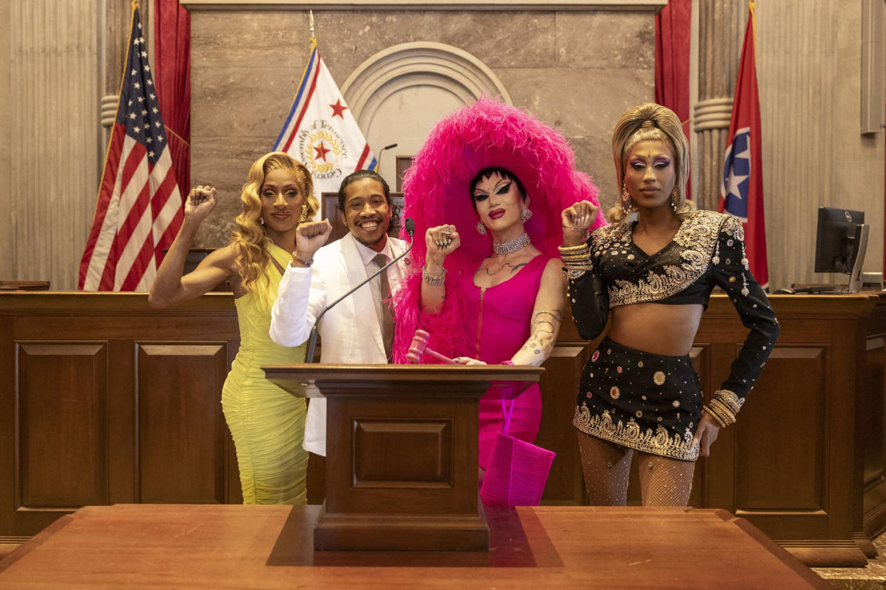 Jaida Essence Hall, Representative Justin Jones, Sasha Velour, and Priyanka on 