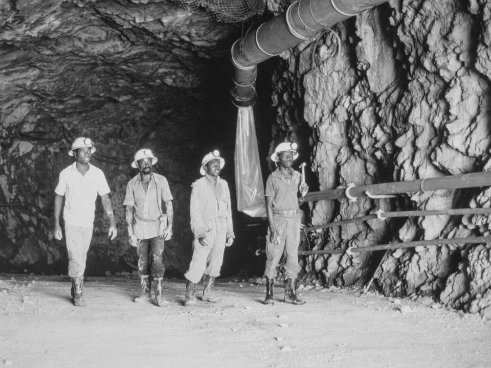 Uranium miners in Gabon in 1950.