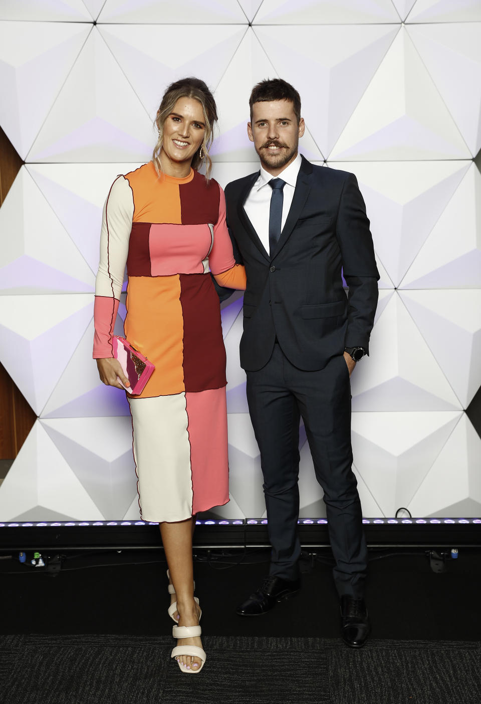 Jake Lloyd of the Swans and partner Zoe Heard attend the Sydney Brownlow Medal Function at the Sydney Cricket Ground during the 2020 AFL Brownlow Medal count on October 18, 2020 in Sydney, Australia.