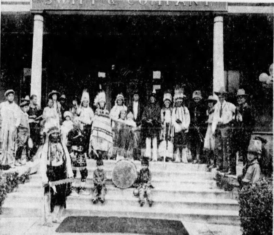 Baldwin Parker, Cynthia Ann Parker’s grandson, brought members of the Comanche to Fort Worth to see the Swift & Co. plant about 1920. Fort Worth Star-Telegram via newspapers.com