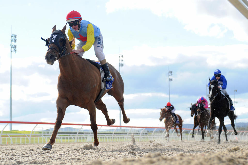 <p>Ronaldo’s Goal ridden by Luke Nolen wins McMahons Maiden Plate at Racing.com Park Synthetic Racecourse on August 23, 2016 in Pakenham, Australia. (Brett Holburt/Racing Photos via Getty Images) </p>