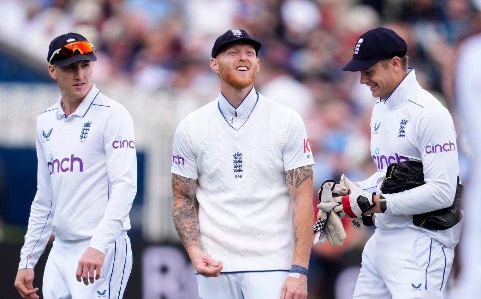 Harry Brook, Ben Stokes and Jamie Smith