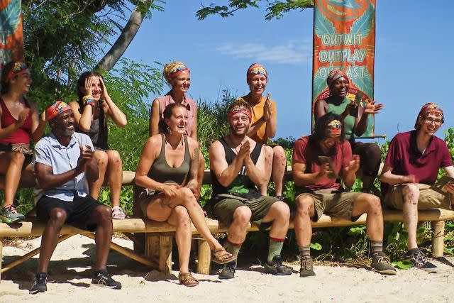 <p>CBS</p> The tribe at the 'Survivor 45' auction