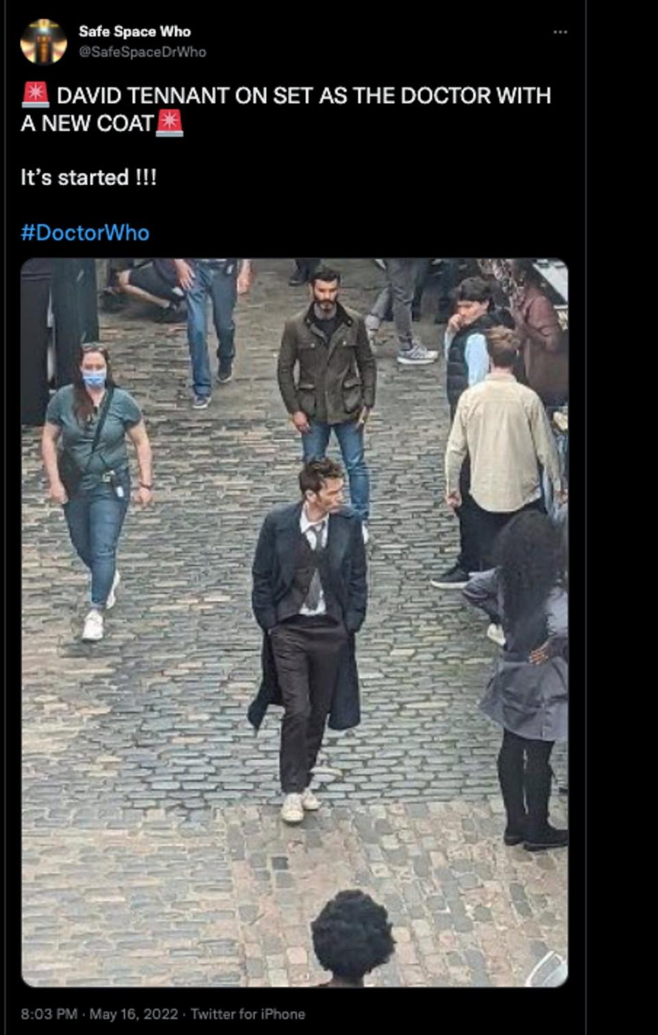 David Tennant spotted filming in London (Twitter/SafeSpaceDrWho)