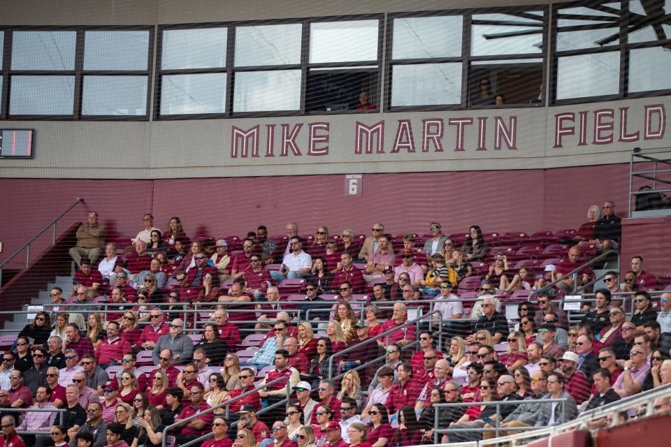 Family, friends, alumni, Florida State fans and others attend the celebration of life for legendary FSU baseball coach Mike Martin at Dick Howser Stadium on Saturday, Feb. 10, 2024.