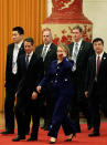 BEIJING, CHINA - MAY 4: U.S. Treasury Secretary Timothy Geithner (2nd L), Secretary of State Hillary Clinton (C) and Ambassador to China Gary Locke (R) arrives at the Great Hall of the People before a meeting with China's President Hu Jintao (not seen) on May 4, 2012 in Bejing, China. Gary Locke, Secretary Clinton, Treasury Secretary Timothy F. Geithner attended a fourth joint meeting of the U.S.-China Strategic and Economic Dialogue with Chinese officials. (Photo by Jason Lee-Pool/Getty Images)