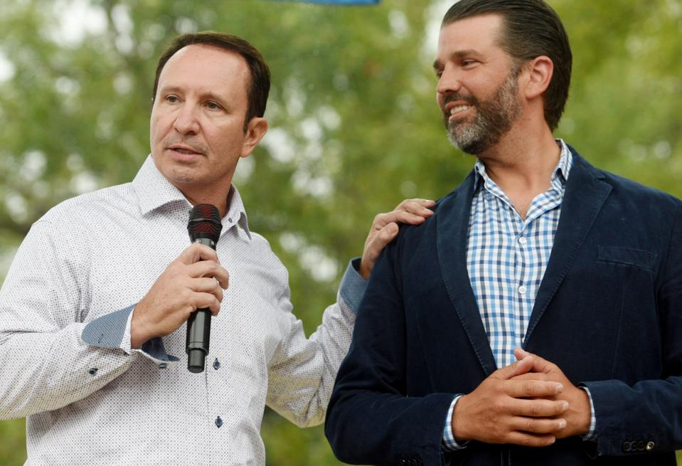 Louisiana Attorney General Jeff Landry, who is running for Louisiana Governor, hosts a campaign event with a special guest appearance from Donald Trump Jr. Wednesday evening, September 13, 2023, at The Stage at Silver Star in Bossier City.