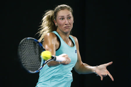 Tennis - Australian Open - Rod Laver Arena, Melbourne, Australia, January 22, 2018. Czech Republic's Denisa Allertova in action during her match against Ukraine's Elina Svitolina. REUTERS/Thomas Peter