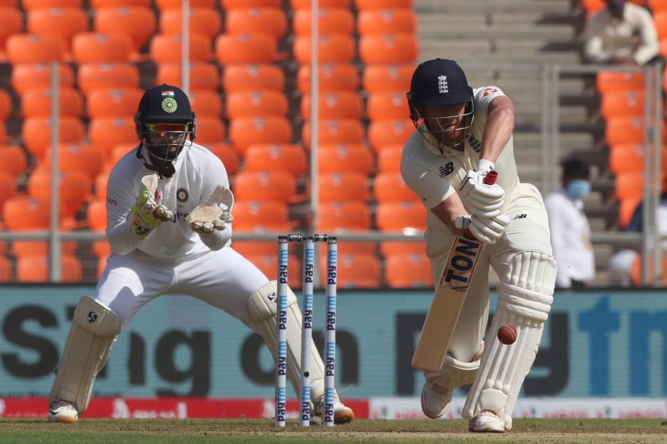 Jonny Bairstow bats during day one of the fourth Test in India (BCCI)