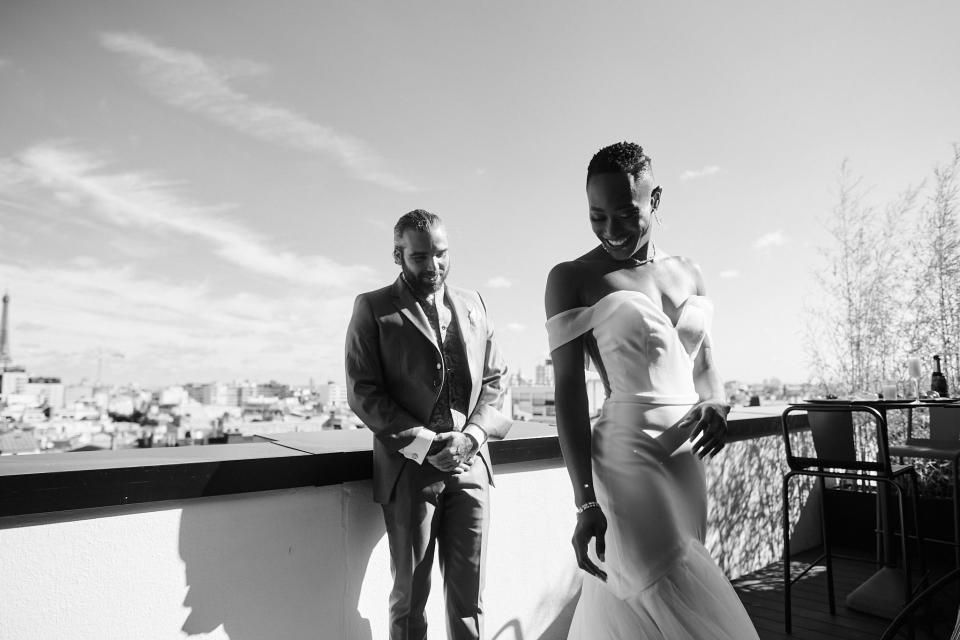 Krystina Burton and Gabriel Solberg on their wedding day in Paris.