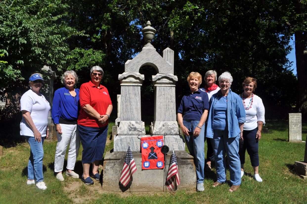 Members of the Ann Simpson Davis Chapter of the Daughters of the American Revolution are to place flags at Davis Cemetery in Dublin on July 4. Pictured from the left are Kathy Waller, Connie Schalinske, Charlene Tancos, Barbara Murray, Jeannette MacConnell, Janice Reed and Joan Lochtefeld.