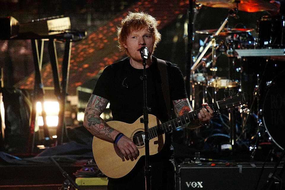 Ed Sheeran performs on stage during the 37th Annual Rock & Roll Hall Of Fame Induction Ceremony at Microsoft Theater on November 05, 2022 in Los Angeles, California. (Photo by Jeff Kravitz/FilmMagic)