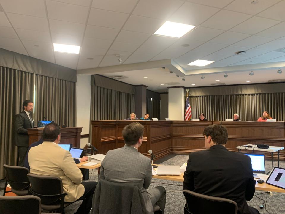 David Findley, associate director of the Institute for Transportation Research and Education, testifies on behalf of a traffic study where he determined "current conditions" with the development to be "inadequate." Jan. 10, 2024.
