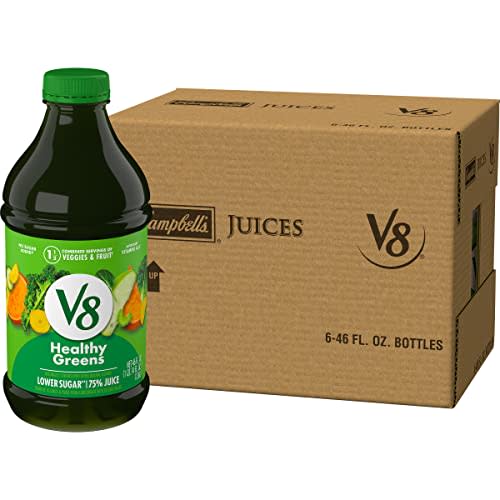 V8 Blends Healthy Greens Juice, Fruit and Vegetable Juice Blend, 46 FL OZ Bottle (Pack of 6)