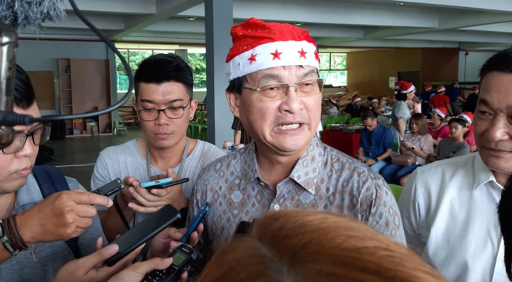 Works Minister Baru Bian says he has instructed a thorough investigation be carried out on the collapse of the bridge under construction, December 14, 2019. — Picture by Sulok Tawie