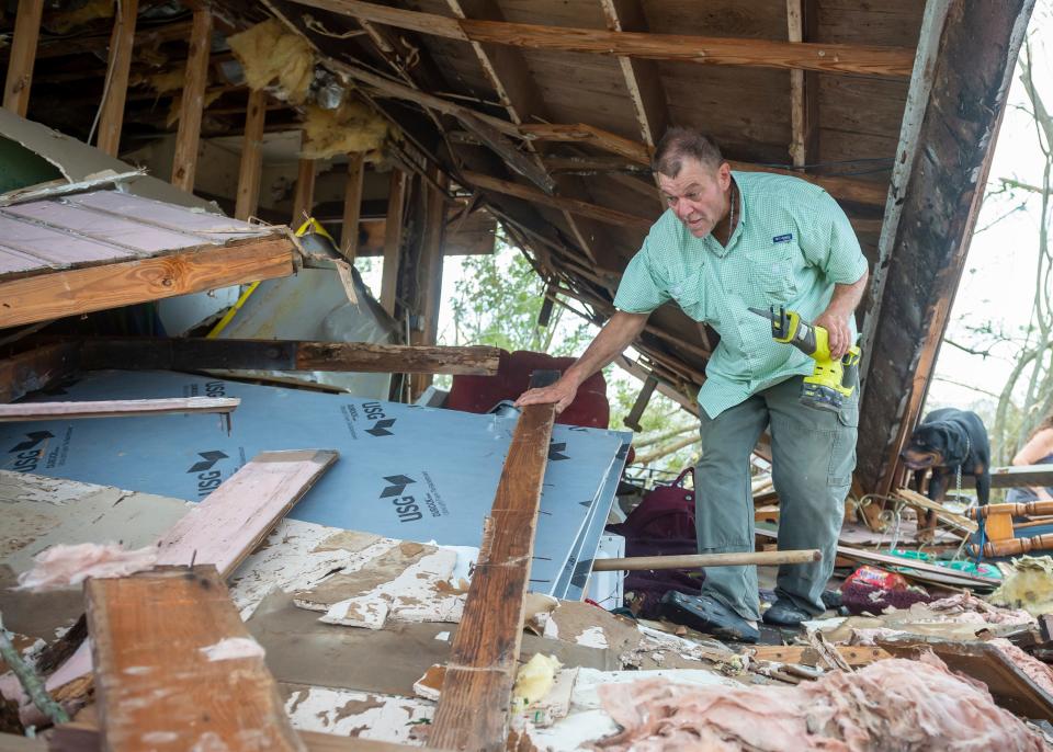 Lenny Richard was sleeping when the wall fell in as his Houma home was destroyed by Hurricane Ida. He surveyed the damage on Aug. 30, 2021, the day after the Category 4 storm decimated the area.