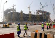 FILE PHOTO: A general view shows the Education city stadium built for the upcoming 2022 Fifa soccer World Cup during a stadium tour in Doha