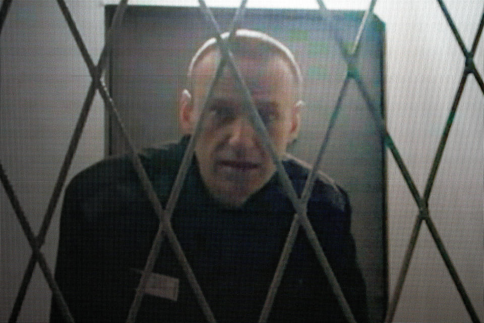 Navalny appears via a video link from an Arctic prison on Jan. 11. (Alexander Zemlianichenko/AP)