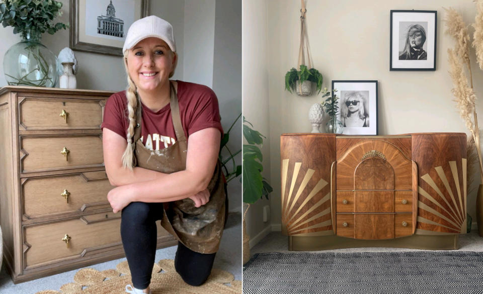 Kerry Willets finds furniture on landfill or Facebook Marketplace before upcycling it. (SWNS)