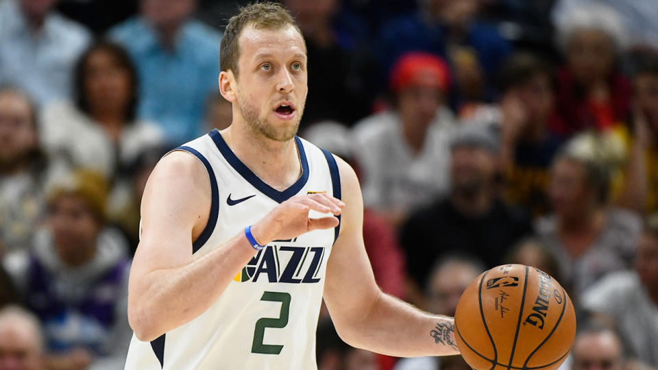 Pictured here, Utah Jazz star Joe Ingles thinks the rest of the NBA season will be scrapped.