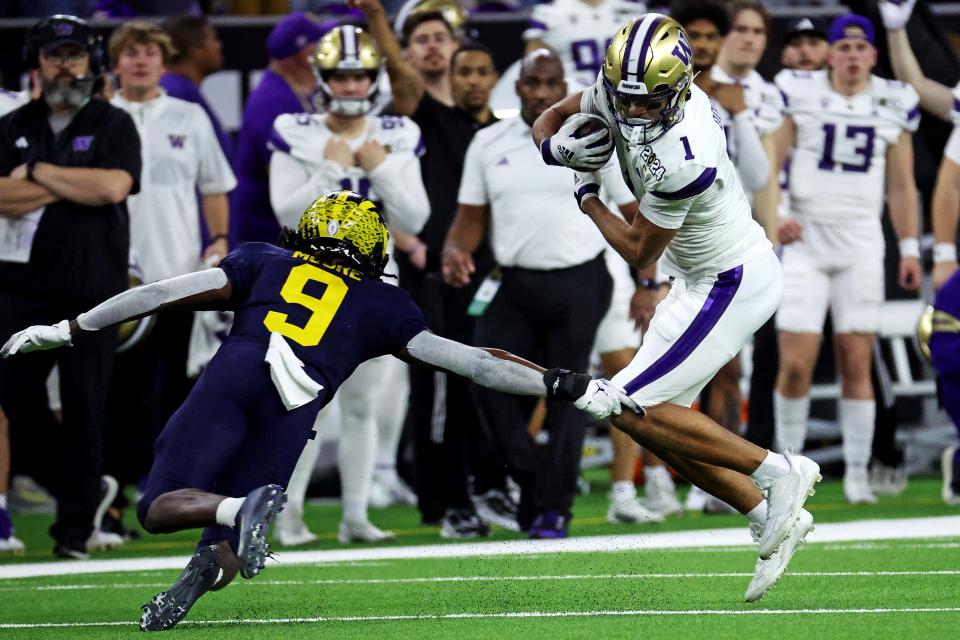 Rome Odunze caught 24 touchdowns over his four seasons with the Huskies. (Credit: Troy Taormina, Troy Taormina-USA TODAY Sports)