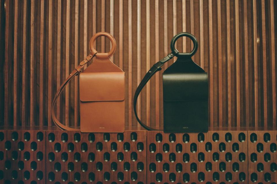 Brown and black leather bags