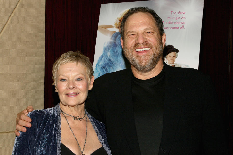 NEW YORK - NOVEMBER 28:  (U.S. TABS OUT & HOLLYWOOD REPORTER OUT)  Actress Dame Judi Dench and Harvey Weinstein attend a special screening for The Weinstein Company's Mrs. Henderson November 28, 2005 in New York City.  (Photo by Scott Wintrow/Getty Images)