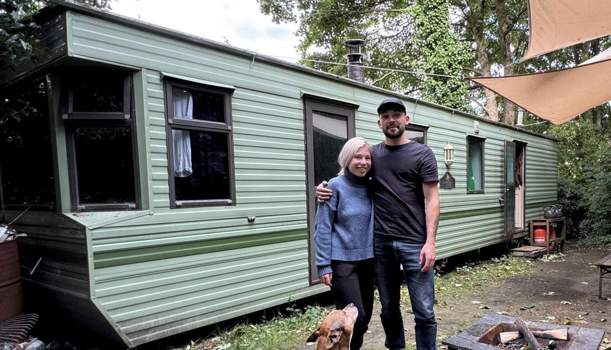 Rudi Smith and his partner Lauren Smith renovated a static caravan and now save over £13K a year in rent. (Rudi Smith/SWNS)